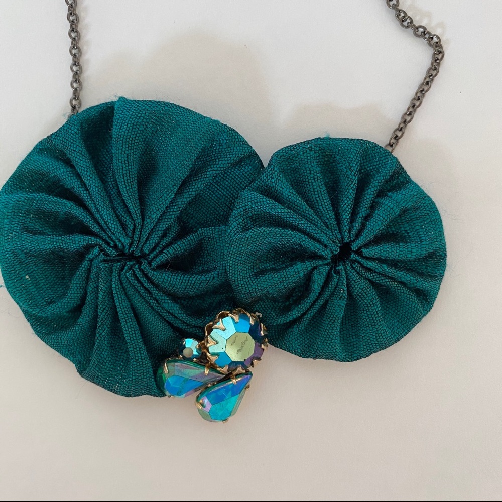 Statement Handmade Fabric Floral Necklace - Picture 6 of 6